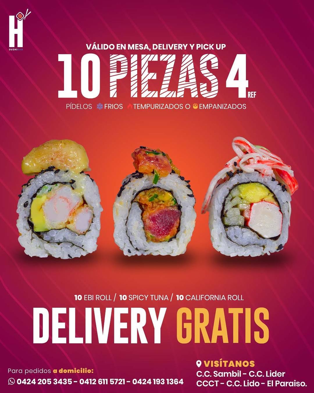 10 piezas de sushi a elegir